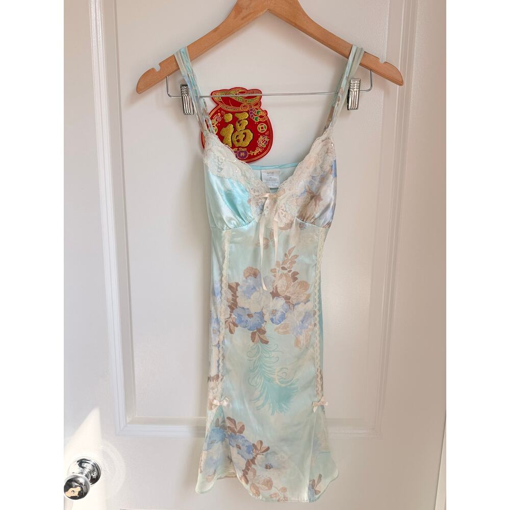 Apt. 9 Y2K Baby Blue Fairycore Coquette Slip Dress With Bows Lace Trim Medium‎